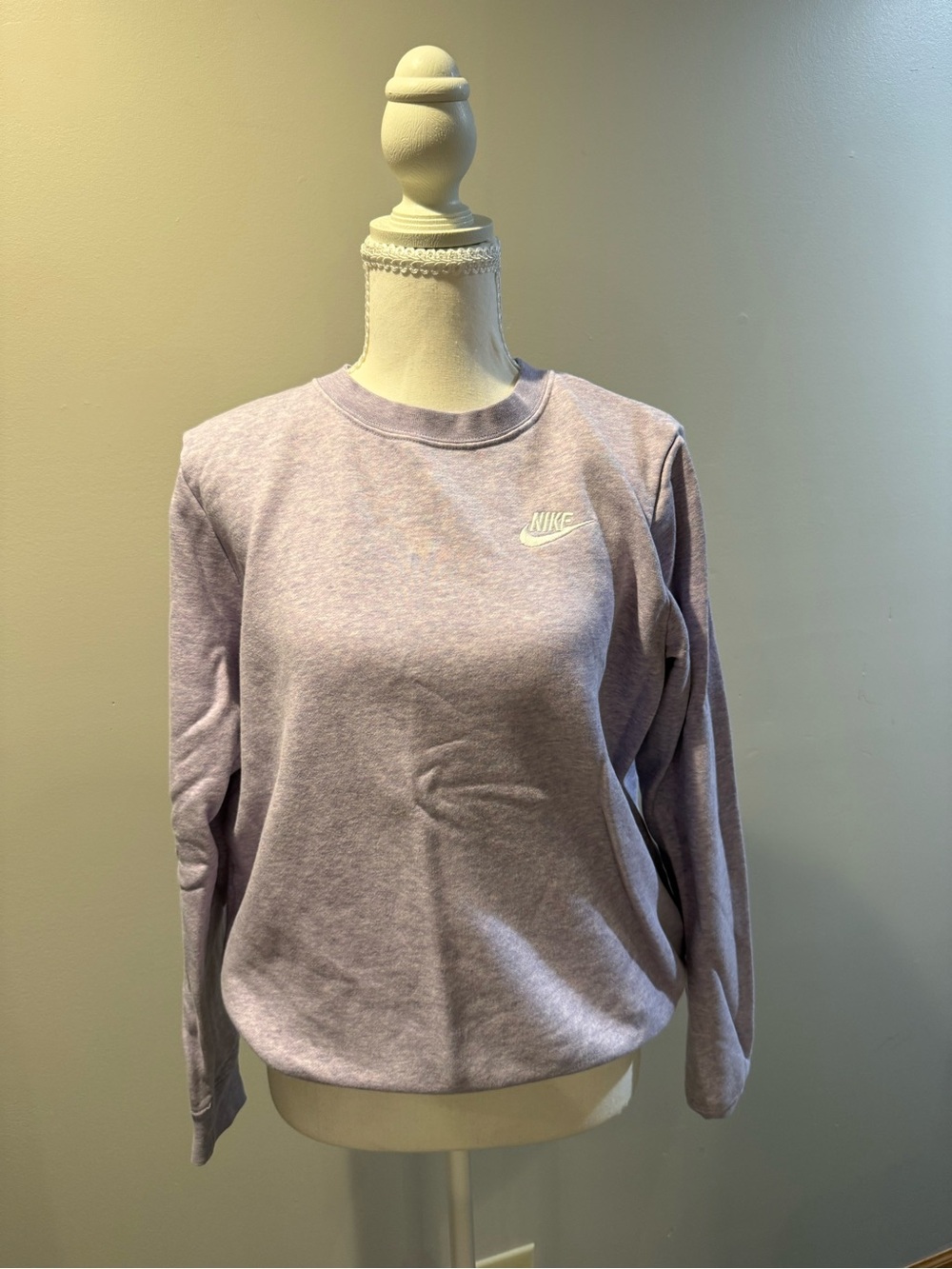 Nike Women's Light Lavender Crew Sweatshirt with White Logo
